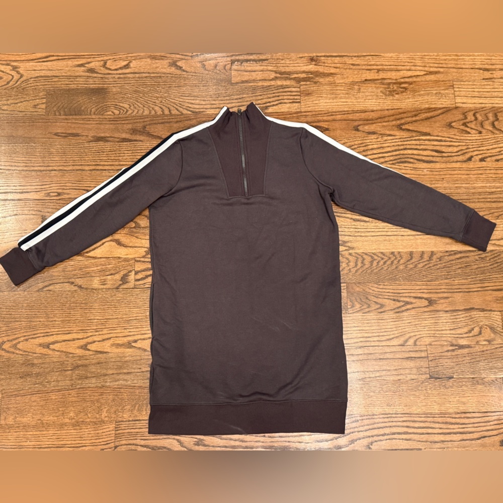 Athleta Brown Quarter-Zip Pullover Sweater w/ White Stripe – Size Medium